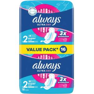 Always Ultra Day Super крилата санитарна салфетка 16бр (10FC010189)