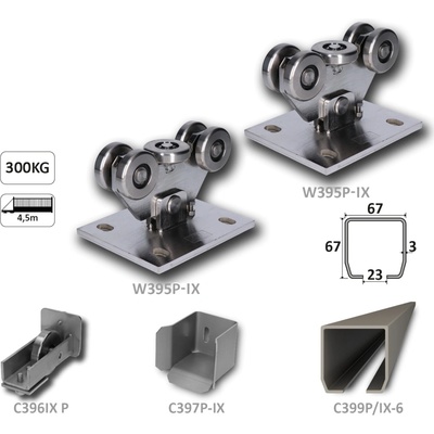 Samonos do 300 kg/ 4,5 m, profil 67 x 67 x 3 mm, nerez