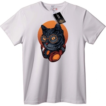 NOONEBRAND Тениска Коте с Слушалки - S, White