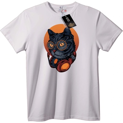 NOONEBRAND Тениска Коте с Слушалки - S, White