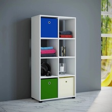 VCM Drevená stojaca polica na knihy Deco Books Standing Shelf Room Divider Benas-2x4 Biela