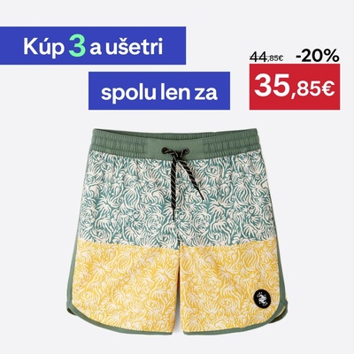Decathlon Detské plážové šortky 500 Florastripe kaki