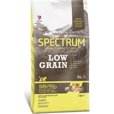 Lider Pet Food Spectrum Low Grain Chicken, Turkey & Cranberry For Kitten - Пълноценна храна за подрастващи котета от всички породи с пилешко, пуешко и червена боровинка - 2 кг, Турция