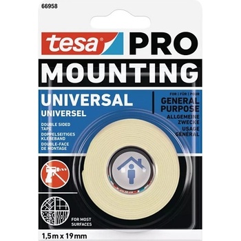 Image 1 of tesa ЛЕНТА Tesa PRO МОНТАЖНА ДВУСТРАННА ЗА ВЪТР. УПОТРЕБА 19ммx1.5м (66958-00006-00)