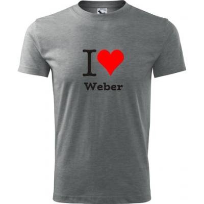Tričko I love Weber dárek pro hudebníka šedé