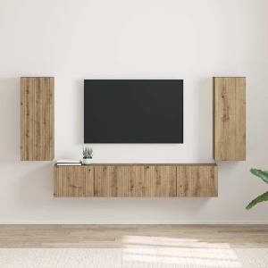 vidaXL TV стенен шкаф 2 бр. Дъб Артизан Инженерна дървесина (892308)