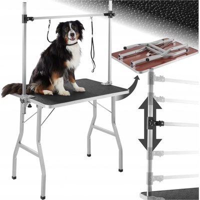 tectake 402893 stůl na stříhání psů se dvěma šibenicemi - černá/stříbrná