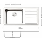 Leks MEGA BB 100.1 R/L TI Мивка за вграждане