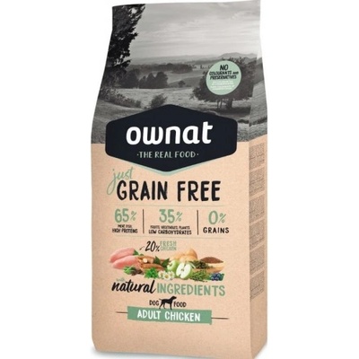 OWNAT Adult Grain Free Chicken - Натурална суха храна, БЕЗ ЗЪРНО, за пораснали кучета от всички породи, с 65% пилешко месo - 14 кг, Испания - 109641