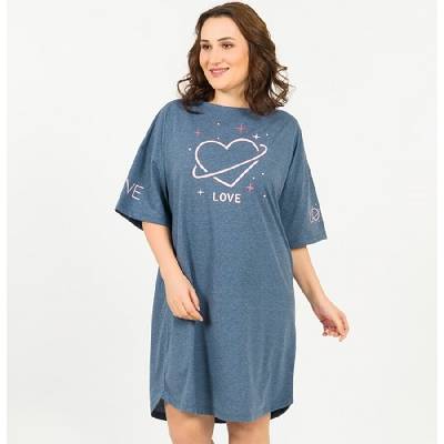 Пастелно-синя макси нощница със сърце