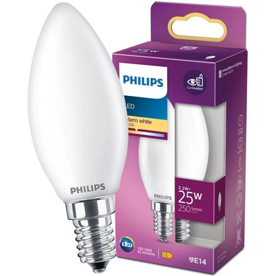 Philips LED žiarovka E14 B35 2,2W = 25W 250lm 2700K teplé vlákno