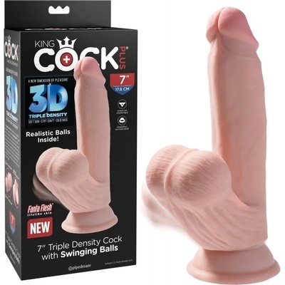 Дилдо с люлеещи тестиси, тройна плътност, 21, 5см. - Swinging Balls Flesh (PIPE573021)