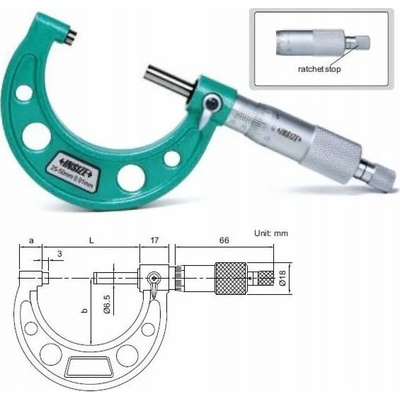 INSIZE typ 3203 Mikrometr vnější 0-25mm