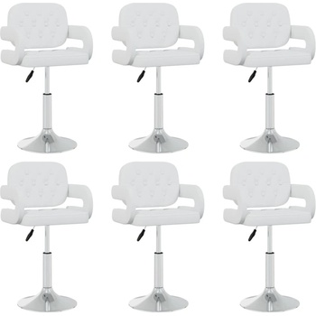 Image 1 of vidaXL Въртящи се трапезни столове, 6 бр, бели, изкуствена кожа (3089116)