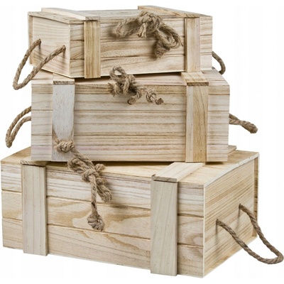 Homestyling Úložný box drevený sada KO-KR2002560 3 ks