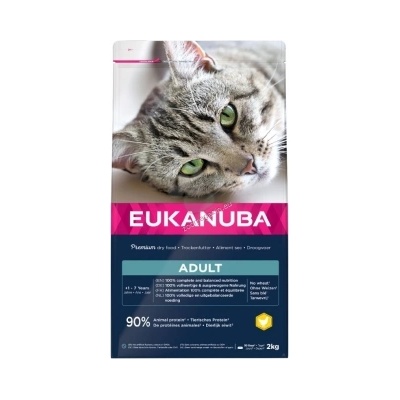 EUKANUBA Cat Adult - Балансирана храна за израснали котки с пилешко месо, 2 кг