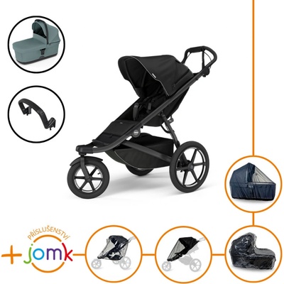 Thule Set 7v1 Urban Glide 3 Black 2024 + madlo + korbička Mid blue + JOMK příslušenství