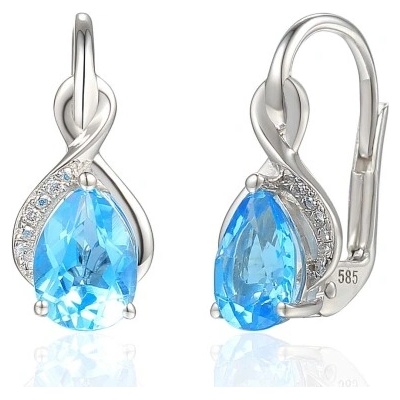 Gems, Zářivé náušnice Merida, bílé zlato s brilianty a modrými topazy (blue topazy), 585-38-3-4517.1B00.0.00.HSI.603.08