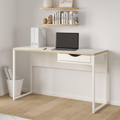 Бюро Function Plus с 1 чекмедже и метални крака Бял мат