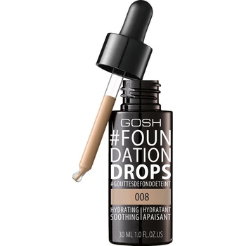 Gosh Foundation Drops Lehký make-up ve formě kapek SPF10 08 Honey 30 ml