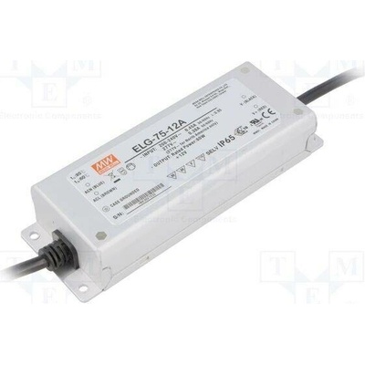 MEAN WELL ELG-75-12A Napájecí zdroj: spínaný; LED; 60W; 12VDC; 2,5÷5A; 180÷295VAC; IP65
