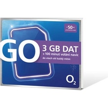 SIM karta O2 GO 3GB dát + 50Kč kredit