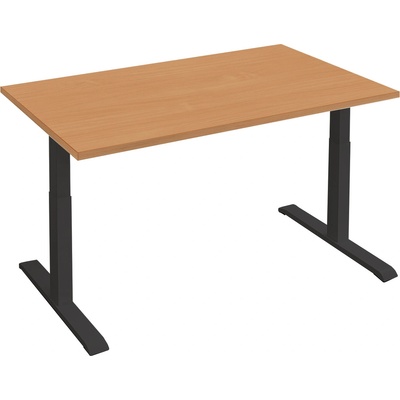 Ерго регулируемо бюро, плот 25 мм цвят бук + крака черен цвят с опция размери