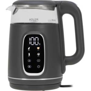 Adler AD 1305 GS, 2200 W, 1, 7 л, Сензорно управление, Филтър за люспи, Пластмаса-стъкло, Сиво-сребрист, Електрическа кана (AD 1305 GS)