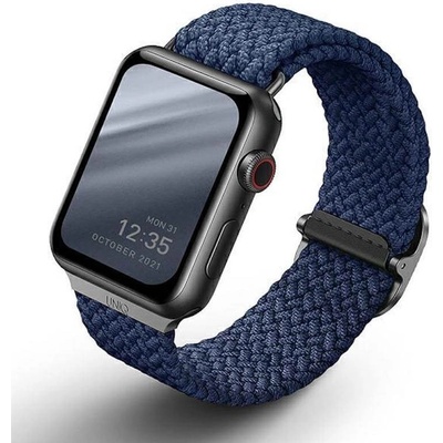 Uniq Текстилна каишка за Apple Watch 44мм, 45мм, 46мм, Ultra, Ultra 2, Ultra 3 49мм - Uniq Aspen Adjustable Braided Band (тъмносин) (UNIQ-44MM-ASPOBLU)