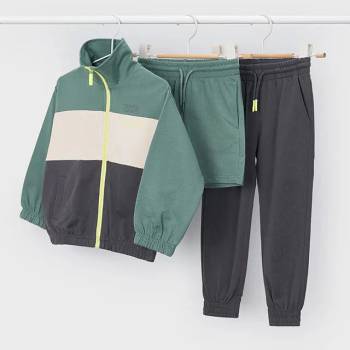 Mayoral Анцуг суичър, графитен спортен панталон и зелен къс за мини момче Mayoral