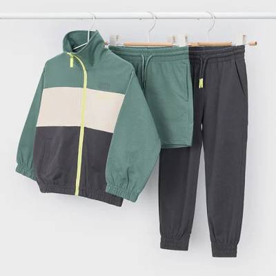 Mayoral Анцуг суичър, графитен спортен панталон и зелен къс за мини момче Mayoral