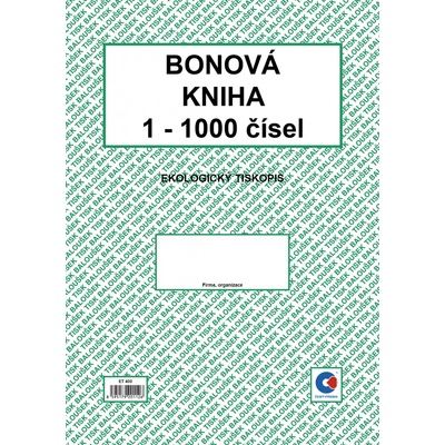 Baloušek Tisk ET400 Bonová kniha, A4, 1-1000 čísel – Sleviste.cz