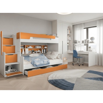 ArtBed Harry poschodová Biela / oranžová