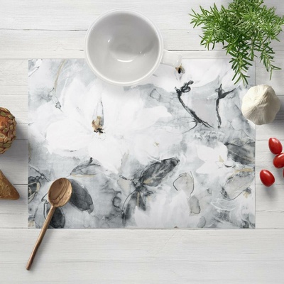 Biante Sametové prostírání Tamara TMR-006 Designové květiny na šedém 35x45cm