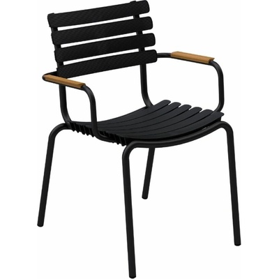 HOUE ReClips s bambusovými područkami Černá plastová zahradní židle