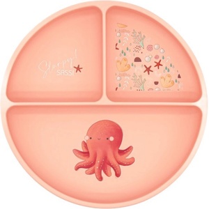 Sassi Силиконова чиния с вакуум Sassi - Slurpy The Octopus, розова (SSSI0672)