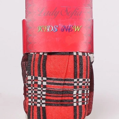 Детски чорапогащник в червено, бяло и черно