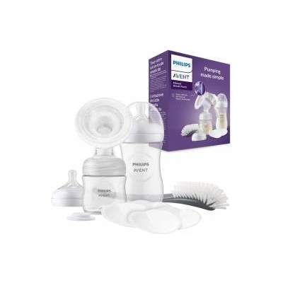 Philips AVENT Manual Breast Pump Gift Set - Single Breast Pump, 260ml and 125ml Baby Bottles, BPA Free, 4 Disposable Nursing Pads, Polypropylene, Transparent (Model SCD430/60)