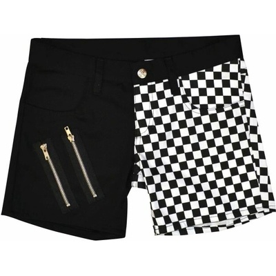 Punk mini kraťasy černá + bílá ska kostka se zipy