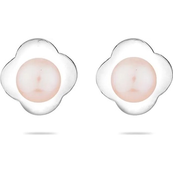 Image 1 of Swan Сребърни обици цвете с розова сладководна перла GE014R Swan