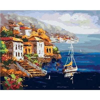 zuty Malování Podle Čísel Výhled Na Přístav V Řecku 80 x 100 Cm Plátno Rám