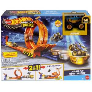 Mattel Hot Wheels: юбилейна писта с лупинг Monster Trucks Bigfoot - 50 години (JBX64)