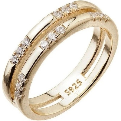 Evolution Group Pavona Dvojitý pozlacený prsten se zirkony 15018.1 crystal