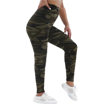 HARAHU Legíny Camouflage Tmavo Zelená