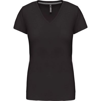 Kariban v-neck k381 / Дамска тениска с къс ръкав - тъмносива s (20k38167001)