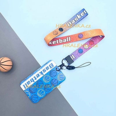 Šňůrka na krk 22507 s cedulkou modrá Basketbal