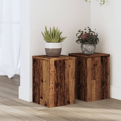 vidaXL Стойки за растения 2 бр старо дърво 20x20x30 см инженерно дърво (852904)