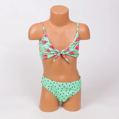 Юношески бански в млечно зелено с диня