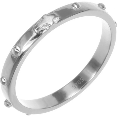 Argento Strieborný prsteň ruženec krížik 72952