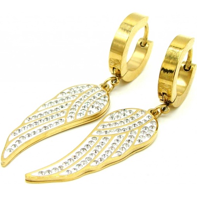 Steel Jewelry náušnice ANDĚLSKÉ KŘÍDLA chirurgická ocel Gold NS231183